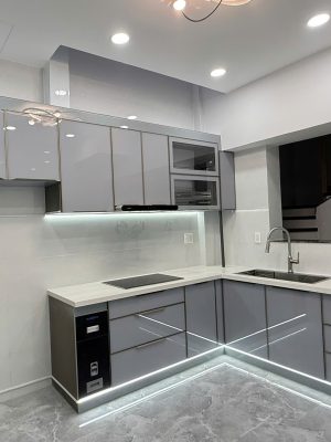 Tủ bếp nhôm kính hiện đại